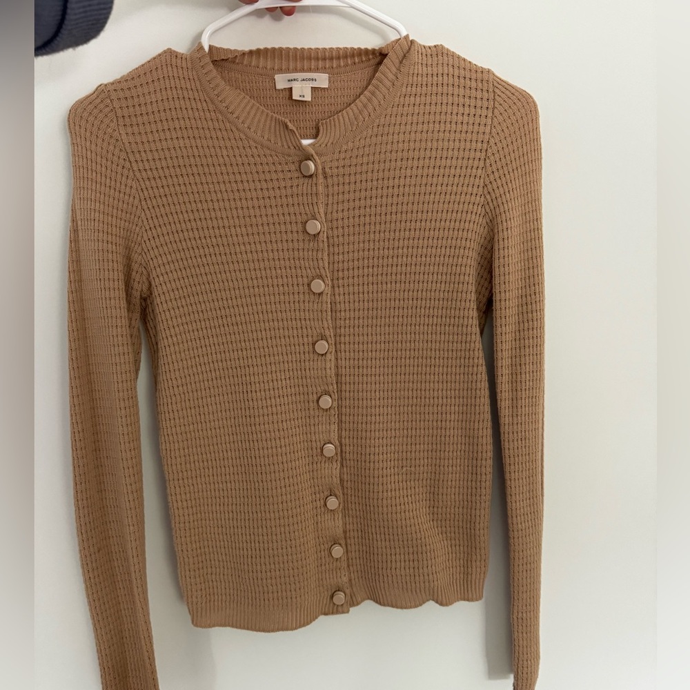 Marc Jacobs Tan Button-Up Cardigan Sweater